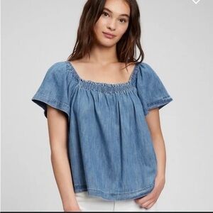 Gap Denim Flutter Sleeve Top